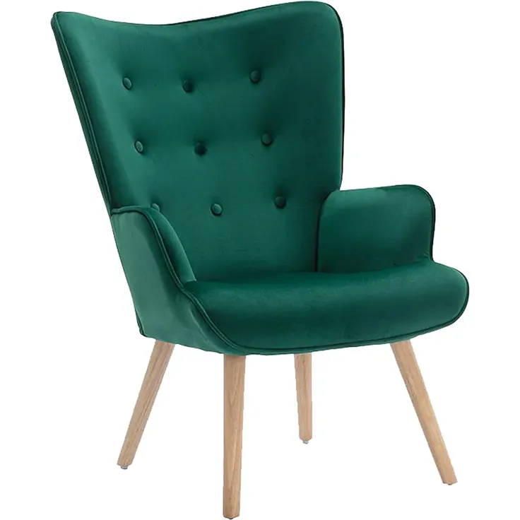 Vente-unique - VATELY Sessel SamtStoff Grün - B 78 cm x H 95,5 cm x L 69 cm – Bild 3