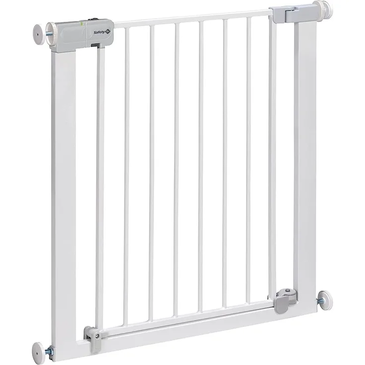 Safety 1st Auto Close, Ausziehbares Schutzgitter, Klemmgitter für die Treppe, Babygitter auch für Hunde Geeignet, 6 Monate - 2 Jahre, Metal White (metall weiß)
