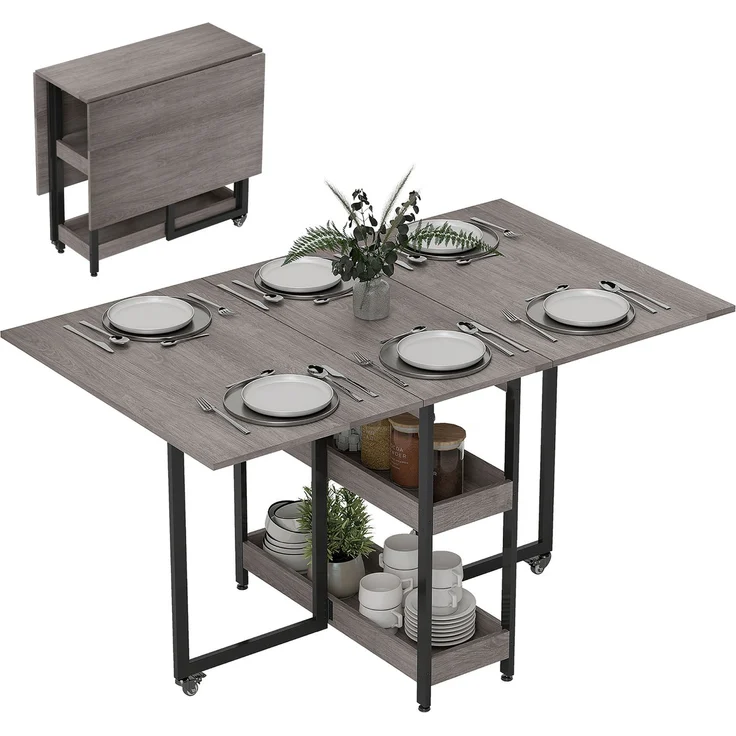 HOMCOM Esstisch, Spanplatte, Metall, Grau, 133,4L x 80B x 75H cm – Bild 1