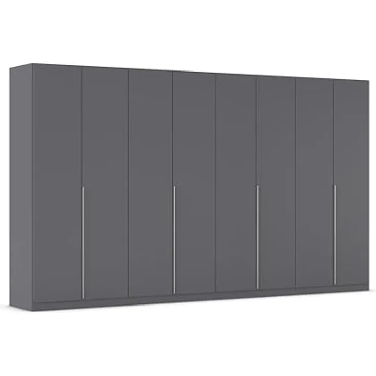 Rauch Möbel Alabama, Kleiderschrank für Schlafzimmer, Kinderzimmer, Wohnzimmer, Garderobe, Flur, 8-türig, mit Zubehör Basic, Farbe Grau metallic, Schwarz, Breite 360 cm