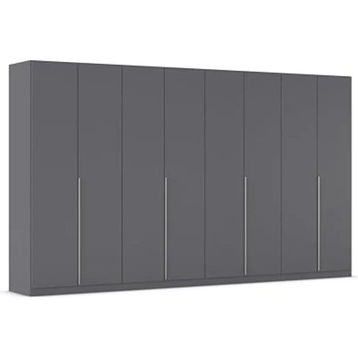 Rauch Möbel Alabama, Kleiderschrank für Schlafzimmer, Kinderzimmer, Wohnzimmer, Garderobe, Flur, 8-türig, mit Zubehör Basic, Farbe Grau metallic, Schwarz, Breite 360 cm – Bild 1