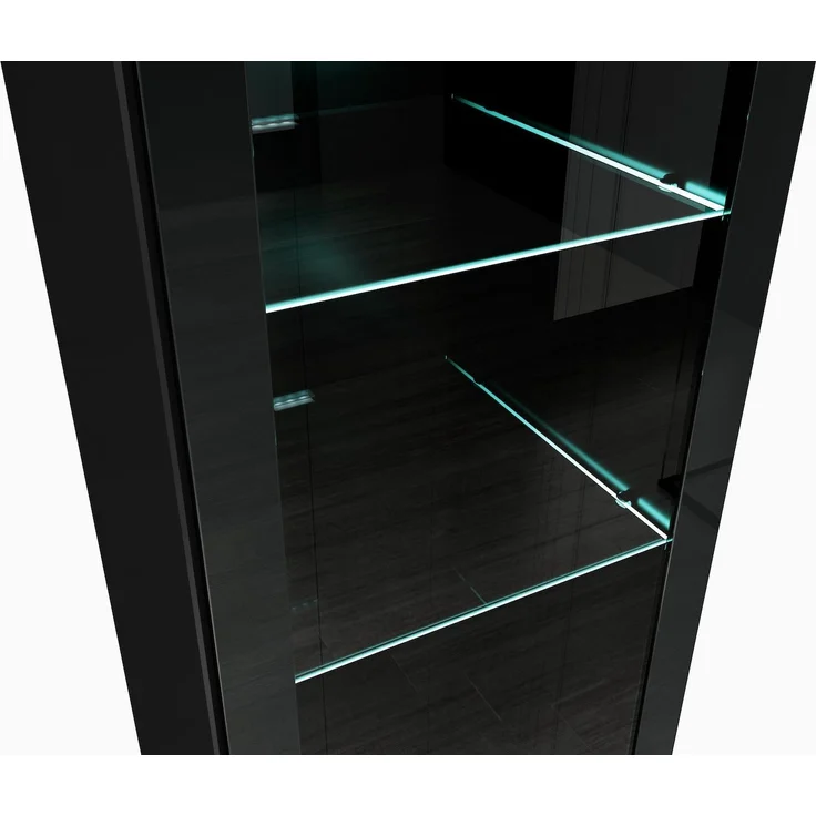 Badezimmer Schrank Rio 131 cm Hochglanz Schwarz Fronten – Regal Schrank Hochschrank Schrank Möbel Badschrank – Bild 4