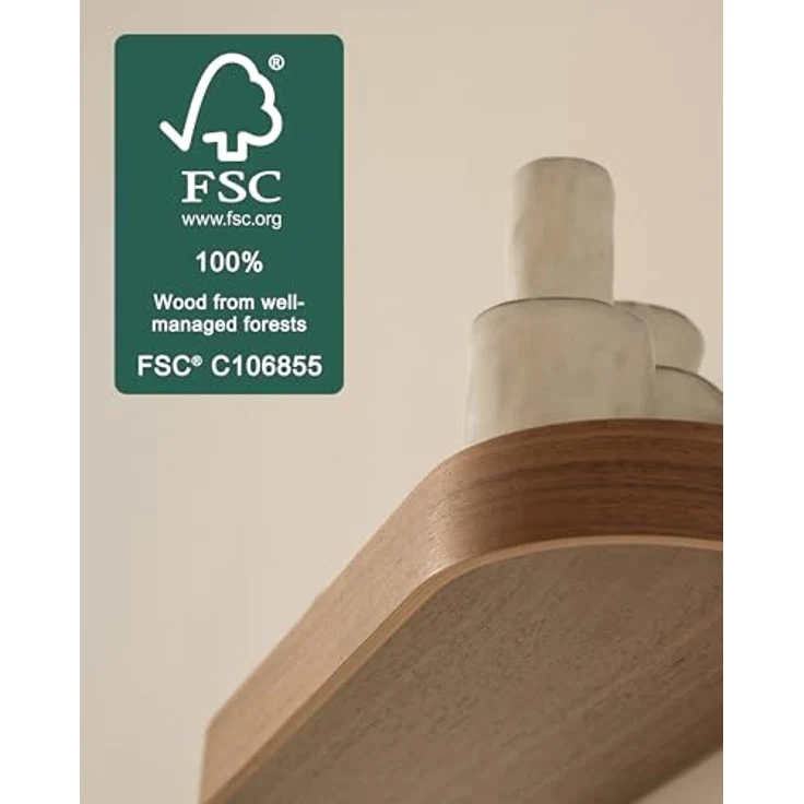 Kazai.® Wandregal-Set 'Toke' | 3 Hängeregale in Echtholz-Veneer | Schwebendes Holzregal als Wanddeko und Ablage für Bad, Wohnzimmer, Küche, Schlafzimmer und mehr | Walnuss – Bild 5