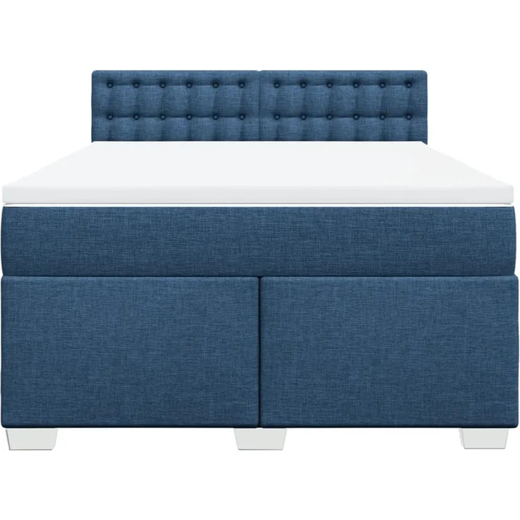 vidaXL Boxspringbett mit Matratze Blau 160x200 cm Stoff 3288259 – Bild 6