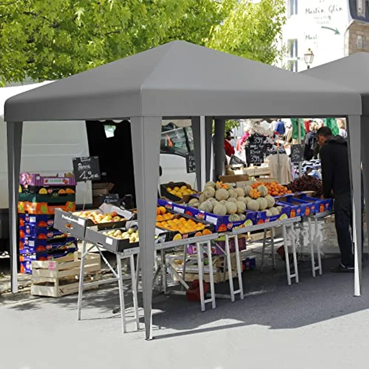 YITAHOME 3 x 3meter Pop-Up Pavillon | wasserdicht Faltpavillon | Anti-UV Gartenzelt Partyzelt | mit Tragetasche und Seilen | für Terrasse Strand Camping Markt Festival (Dunkelgrau) – Bild 1