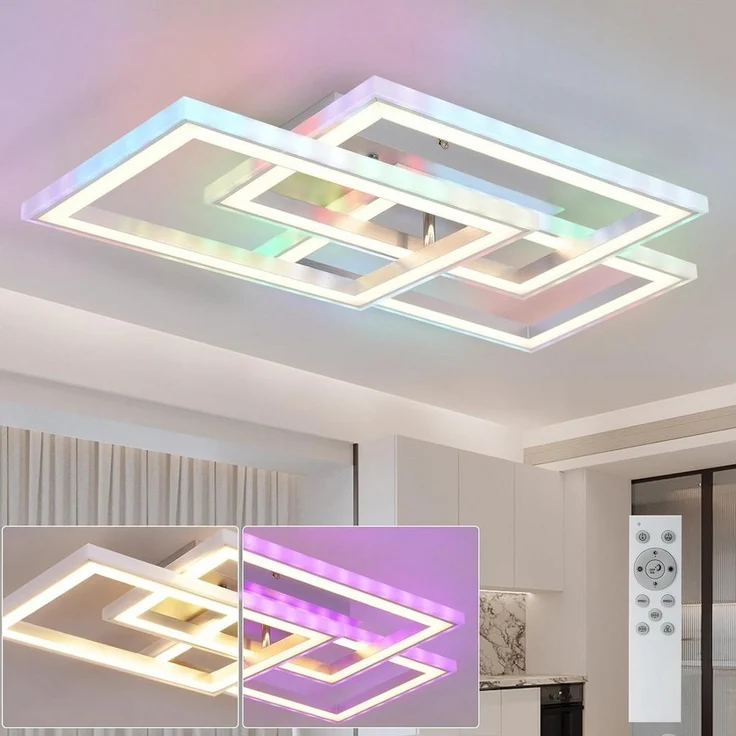 Nettlife LED Deckenleuchte 35/45W /Dimmbar mit Fernbedienung RGB Farbwechsel, RGB Farbwechsel, LED fest integriert, für Wohnzimmer Küche Flur 45W – Bild 5