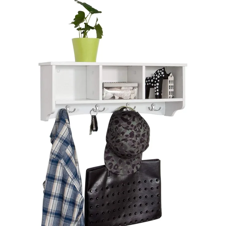 Wandgarderobe,Hängeregal,Bücherregal, Wandschrank,mit 4 Haken,FRG48-W