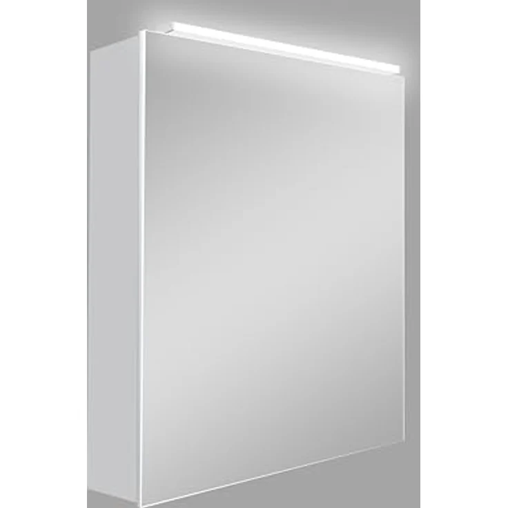 DSK LED-Spiegelschrank Aluminio Vegas, 50 x 60 cm, Silber, mit LED-Oberlicht und integrierter Steckdose, drei Glaseinlegeböden – Bild 3