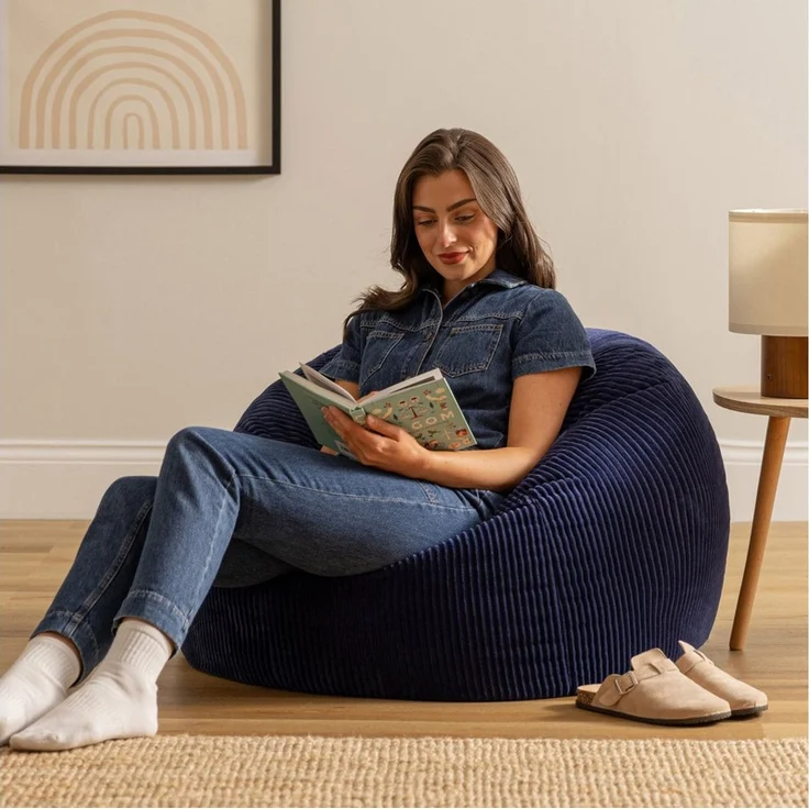 Icon Kingston Sitzsack Cord, Dunkelblau, 2er Pack, Sitzsack Erwachsene mit Füllung, Bean Bag, Cord Sessel, Lounge Sessel, Lounge Stuhl, Schlafzimmer, Wohnzimmer, Wohnzimmer Möbel – Bild 2