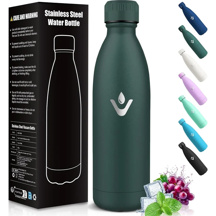 HoneyHolly Trinkflasche 1L, BPA-frei, Thermosflasche, 18/8 Edelstahl, Trinkflasche, Doppelwandig Vakuumisoliert, Thermoskanne für Outdoor-Sportarten, Camping, Picknick – Bild 1