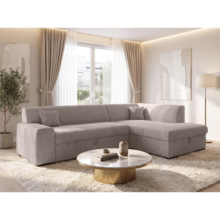 AX LIVING Couch für Wohnzimmer Lucera 260 cm Beige Schlafsofa R – Bild 1
