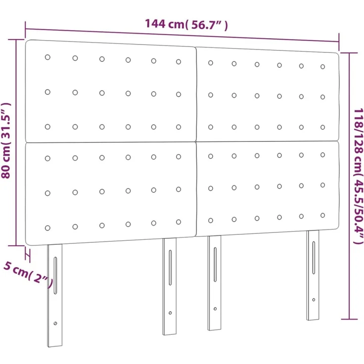 vidaXL LED Kopfteil Schwarz 144x5x118/128 cm Kunstleder 3122514 – Bild 6