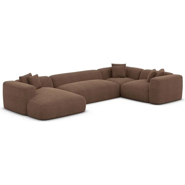 Wohnlandschaft Alcudia U-Form Stoff - Strukturstoff - Braun - Links – Bild 1
