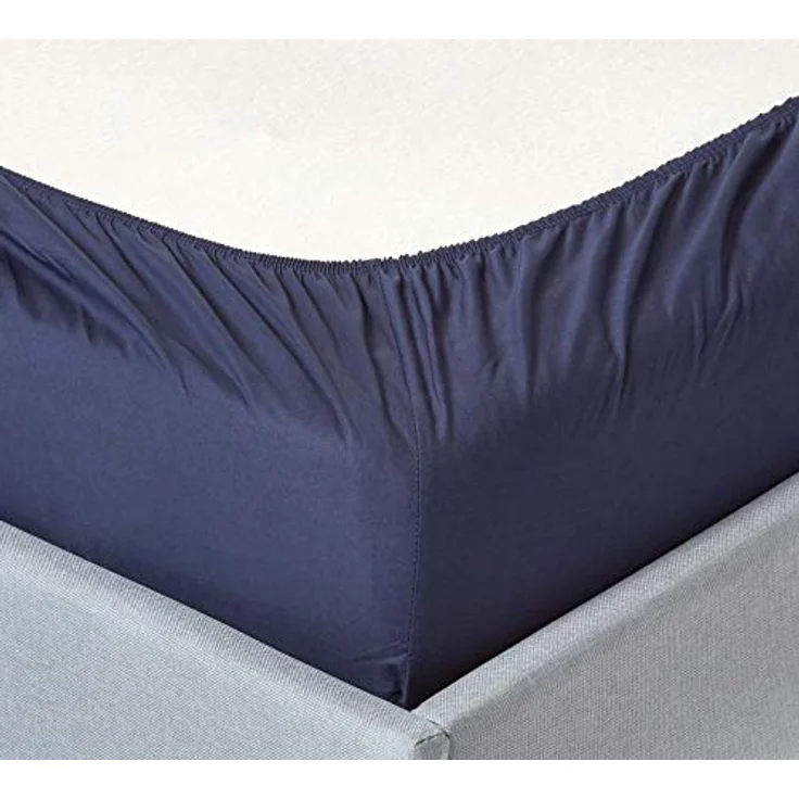 Homescapes Perkal-Spannbettlaken, Dunkelblau, 120x190 cm, Oeko-Tex®, 100% Baumwolle, hypoallergen, Maschinenwäsche – Bild 2