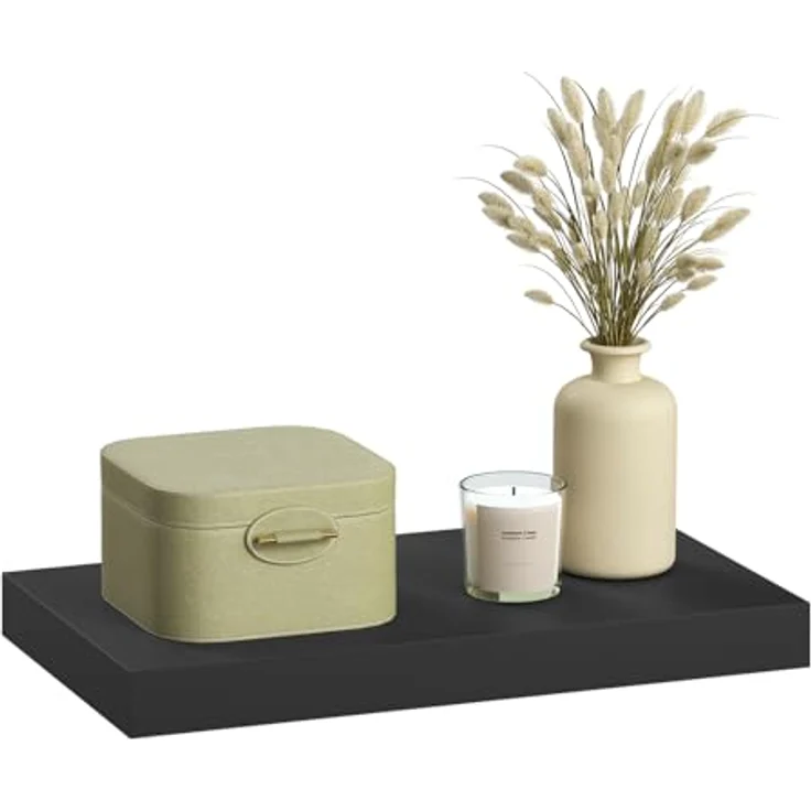 eSituro Wandregal, schwebendes Regal für Wandmontage, Schweberegal Hängeregal Wandbrett im Wohnzimmer Schlafzimmer Küche Badezimmer, schwarz modern, MDF, 30 x 3,8 x 22,9 cm – Bild 2