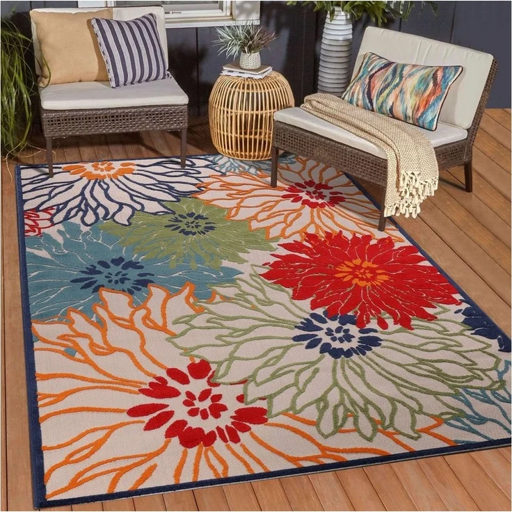 Sanat Teppich Floral 2 Outdoor, rechteckig, Höhe: 6 mm, In- und Outdoor geeignet, Blumen, Balkon, Terrasse, Außenbereich – Bild 5