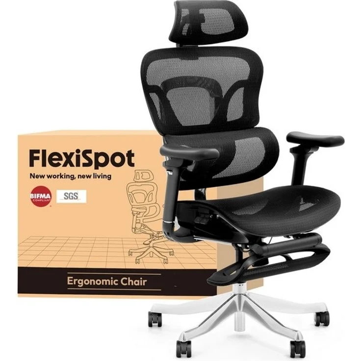 FLEXISPOT Bürostuhl ErgoX, Schreibtischstuhl Premium Ergonomischer (MIT Fußstütze, 5D Armlehnen & 4D Kopfstütze, 5D-verstellbare Rückenlehne), für Büroarbeit, Home Office und Gaming, 300KG Tragkraft – Bild 4
