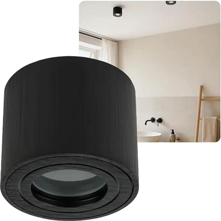 Sweet Led Aufbauspot IP44 flach Schwarz Rund – GU10 Deckenstrahler 230V für Bad & Küche – Feuchtraum geeignet – ohne Leuchtmittel