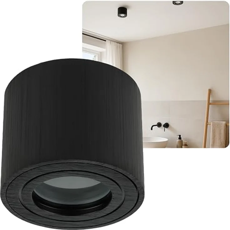 Sweet Led Aufbauspot IP44 flach Schwarz Rund – GU10 Deckenstrahler 230V für Bad & Küche – Feuchtraum geeignet – ohne Leuchtmittel – Bild 1