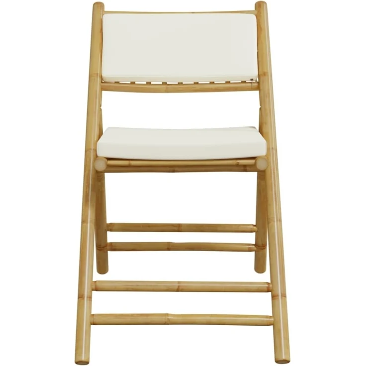 vidaXL Bistrostühle 2 Stk. Klappbar mit Cremeweißen Kissen Bambus 365871 – Bild 9