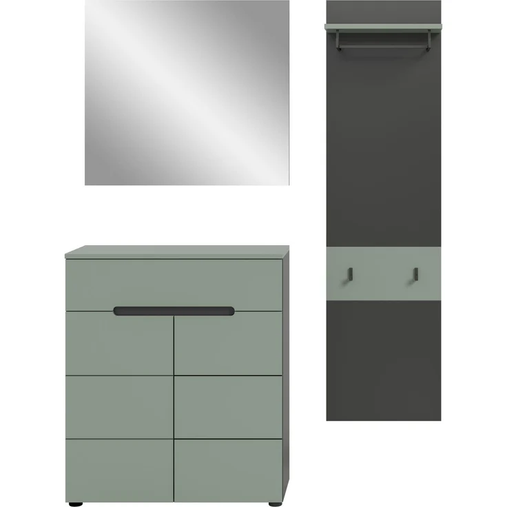 Garderobenkombination (B/H/T: 140x190x37 cm) in Smoke Green Nachbildung – Bild 2