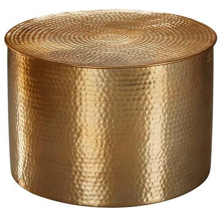 MID.YOU Couchtisch, Rund, Goldfarben, Aluminium, Hammerschlag-Design, 61 cm Durchmesser, 41 cm Höhe