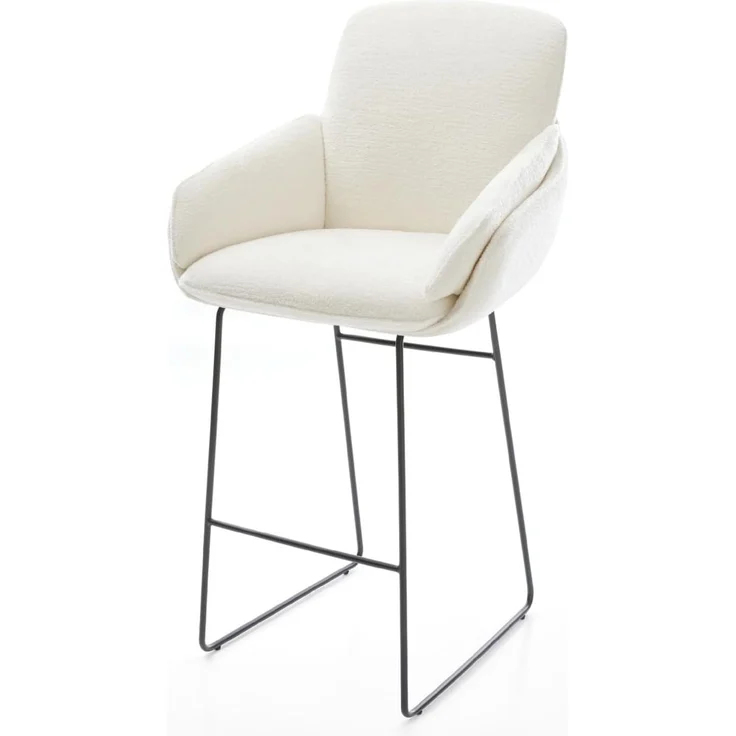 Barstuhl Luan-Flex Bouclé Soft Beige Kufengestell Metall Schwarz – Bild 2