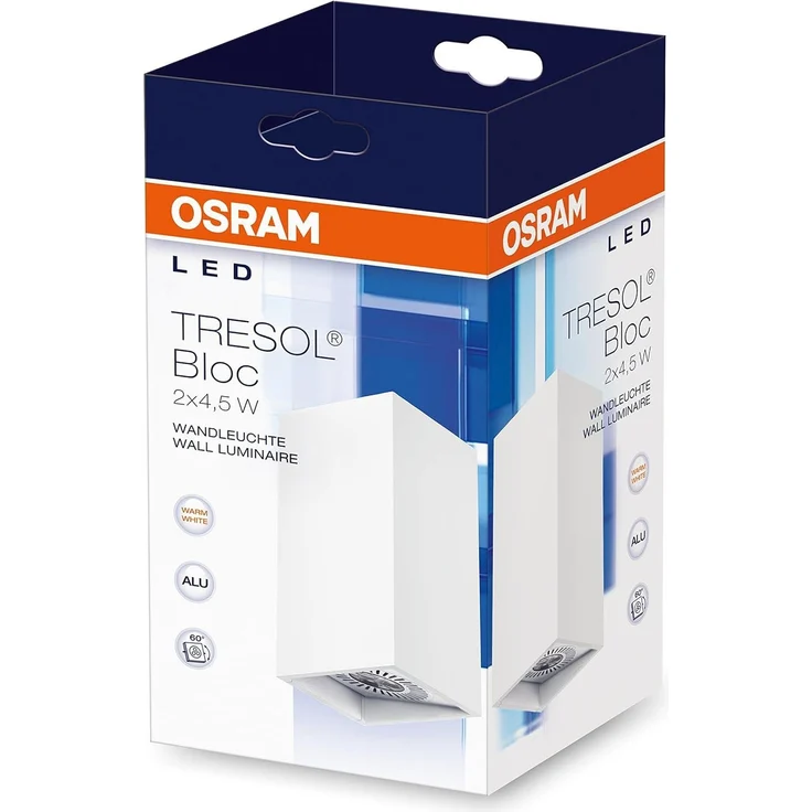 Osram LED-Wandleuchte, Tresol, weiss, Innen- und Aussenenleuchte, horizontale und vertikale Montage, LED-Spots 60° schwenkbar, 4,5 Watt, warmweisss-3000K – Bild 2