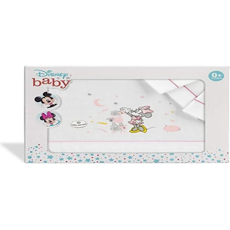 Interbaby MN003-12 Disney Baby-Krippe Laken Minnie Mouse Weiss/Rosa