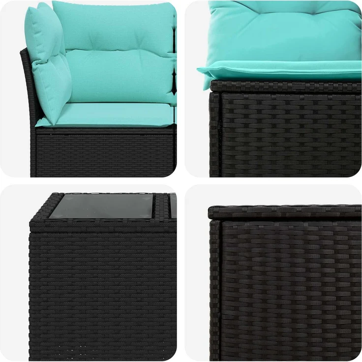 vidaXL Sofa Set 6 stk. Schwarz und Blau 55 x 55 x 37 cm 3447336 – Bild 8