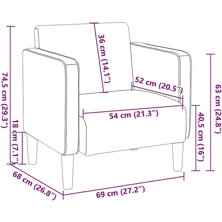 vidaXL Sessel mit Armlehnen Hellgelb 54 cm Cordstoff 4100521 – Bild 7