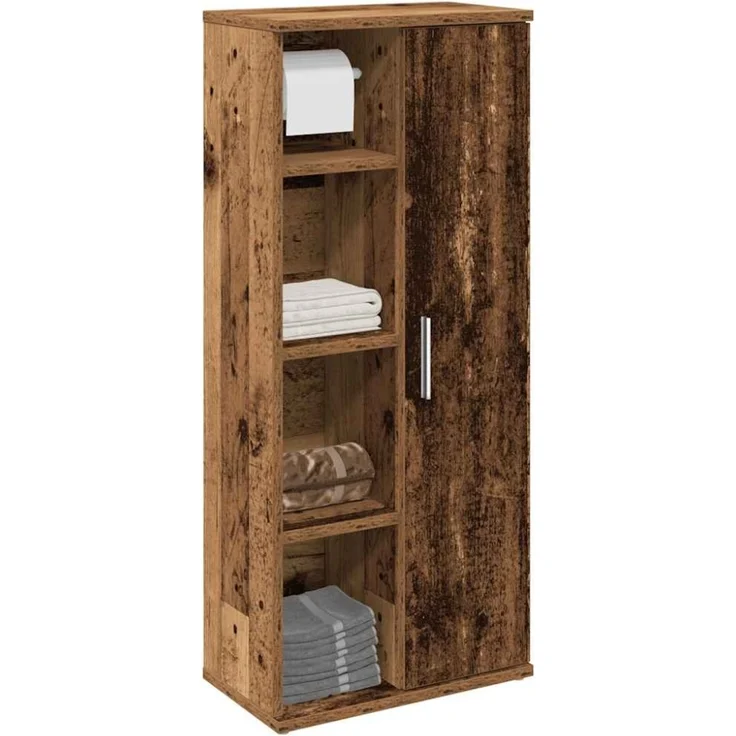 Badezimmerschrank mit Rollenhalter Altholz-Optik 39 x 22 x 90 cm – Bild 1