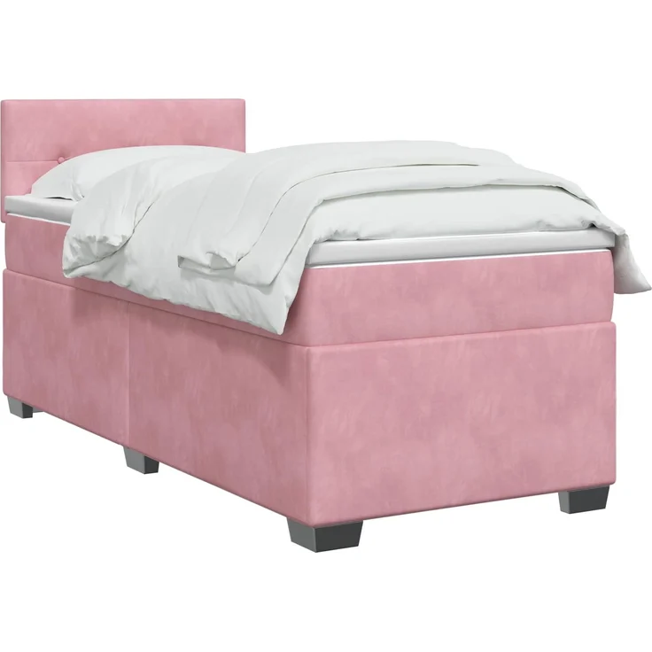 vidaXL Boxspringbett mit Matratze mit Kopfteil Rosa 80 x 200 cm Samt 3450607 – Bild 3