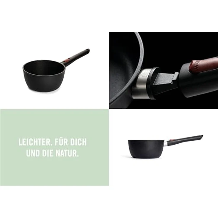 WOLL Steelpan EcoLite QXR Ø 18 cm, 19,1 x 9 x 19,1 cm/ 1,6 L Recyceltes Alu PFAS‑frei Diamond Beschichtung Abnehmbarer Griff Alle Herdarten Induktion Ofenfest bis 300 °C Spülmaschinenfest – Bild 2