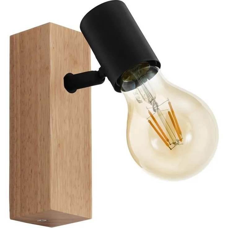 Eglo Wandlampe Townshend 3 schwarz natur E27