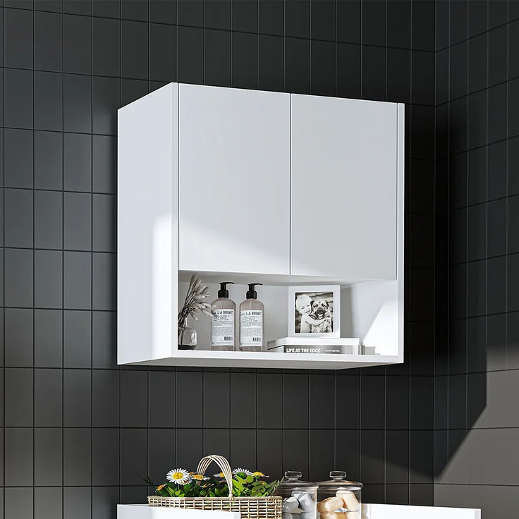 Roomart Waschmaschinenschrank DERIN-I – Waschmaschinen-Überbauschrank – 65×180×65 cm – Waschküchen- & Hauswirtschaftsschrank • Weiß – Bild 1
