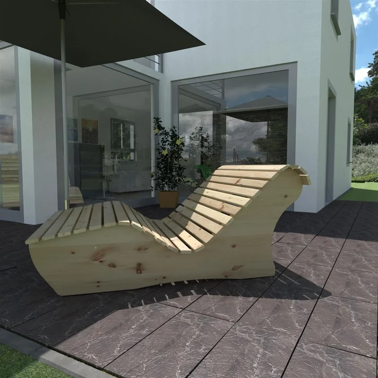 Relaxliege "Sigi" Gartenliege Massivholz Zirbe gerade 140cm – Bild 3