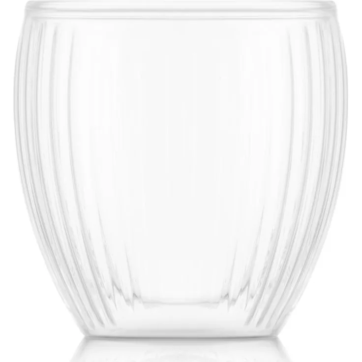 Bodum 2 Stück Glas doppelwandig 0.2l Pavina geriffelt