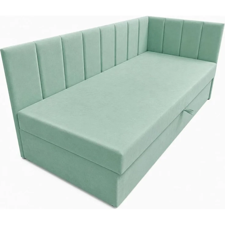 KRISAN MÖBEL Polsterbett TEDY in Mint 80 x 200 cm mit Bettkasten, gepolstertem Kopfteil und praktischem Stauraum, modernes Einzelbett für Kinder- und Jugendzimmer Türkis – Bild 1