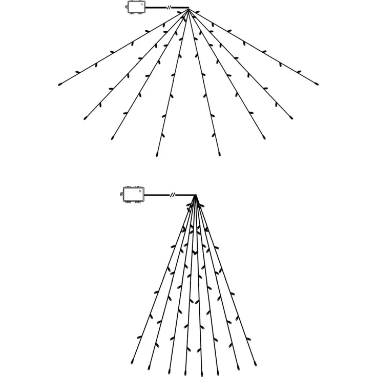 Outdoor-Lichterkette ,Akku' mit Batterie + Timer, 8 Stränge, 64 Mini LEDs in bunt, wetterfest, 270x140cm – Bild 5