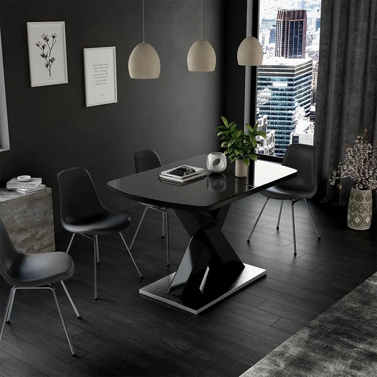 Esstisch Chinto Schwarz 120 x 80 cm ausziehbar Vicco – Bild 2
