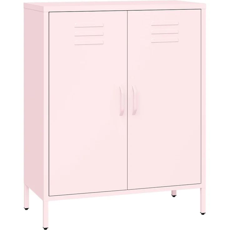 skølm 'Atria' Metallkommode, rosa, 100x38x80 cm, Metallschrank mit 3 Fächern – Bild 2