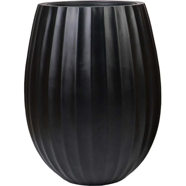 VIVANNO Blumentopf Fiberglas BALAO ARC Rund - Schwarz Matt (1 St), 39x50 cm – Bild 1