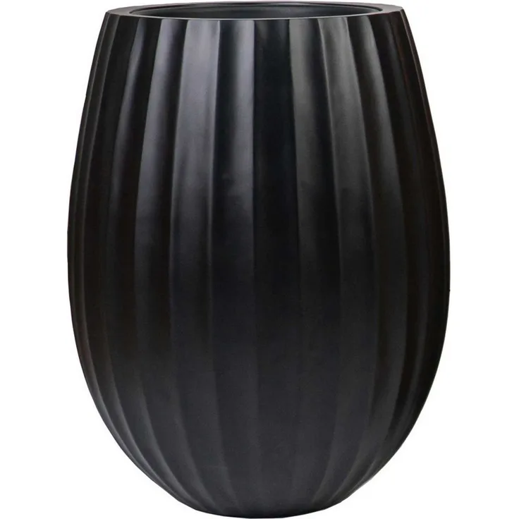 VIVANNO Blumentopf Fiberglas BALAO ARC Rund - Schwarz Matt (1 St), 39x50 cm