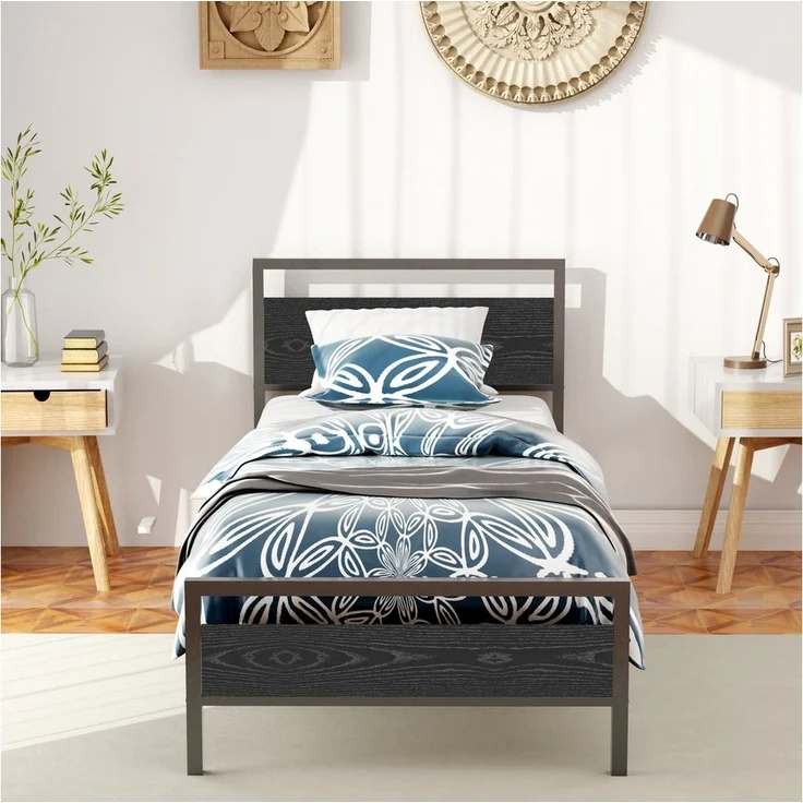 MODFU Metallbett Jugendbett (mit Lattenrost, Bettrahmen Gästebett Jugendbett, 90x200 cm), ohne Matratze – Bild 2