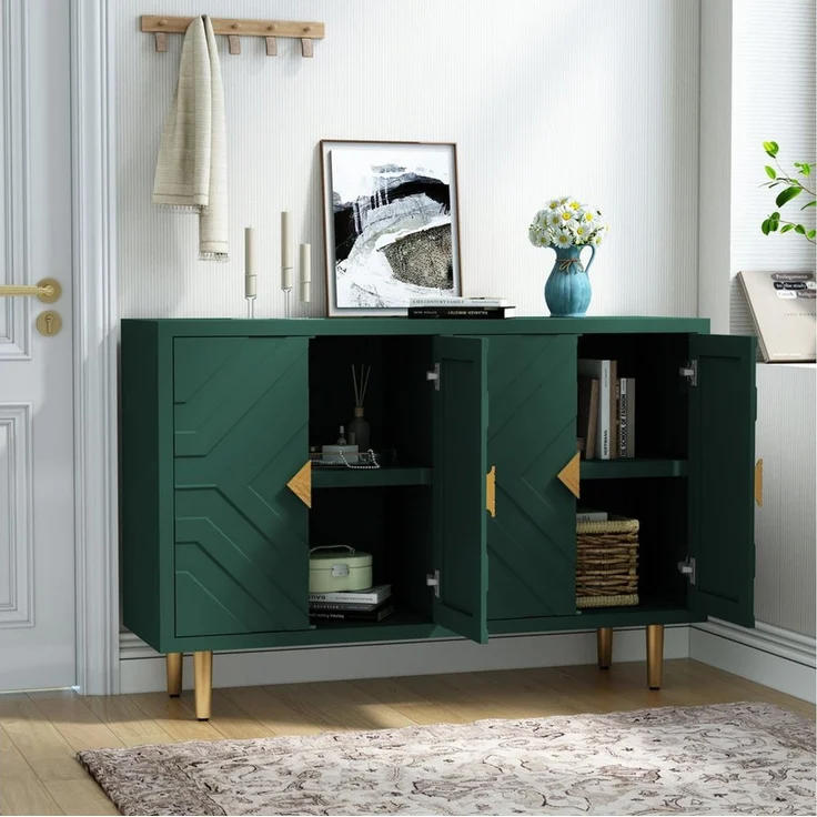 HOLTICO Sideboard Schrank für Wohnzimmer, Küche, Schlafzimmer (1 St), Kommode mit 4 Türen, Küchenschrank, Aufbewahrungsschrank – Bild 4
