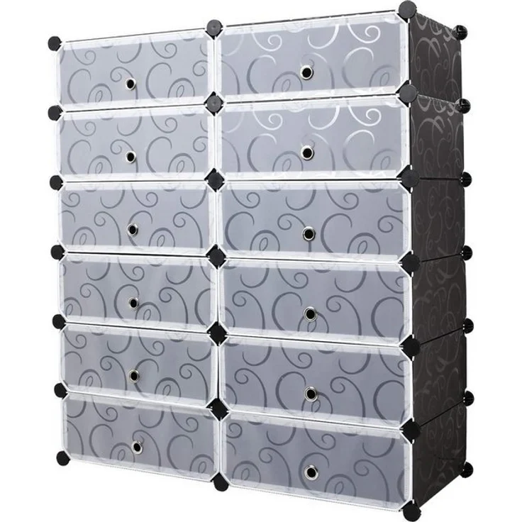 Mondeer Schuhschrank Schuhschrank mit Tür, DIY Schuhschrank, 12 Fächer, Kunststoff, 95x37x107cm – Bild 4