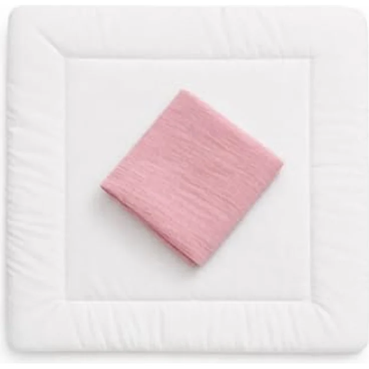 Wickelauflagenbezug 100% Baumwolle Musselin Bezug für Wickelauflage 85x75 und 75x75 cm – weicher Wickeauflagenüberzug, atmungsaktiv & waschbar ROSA – Bild 6