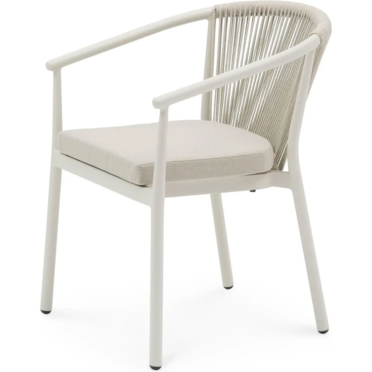 IDIMEX Gartenstuhl TAVOLO (6 St), Terrassenstuhl 6er Set mit Rope Rückenlehne und Sitzkissen cremeweiß – Bild 4