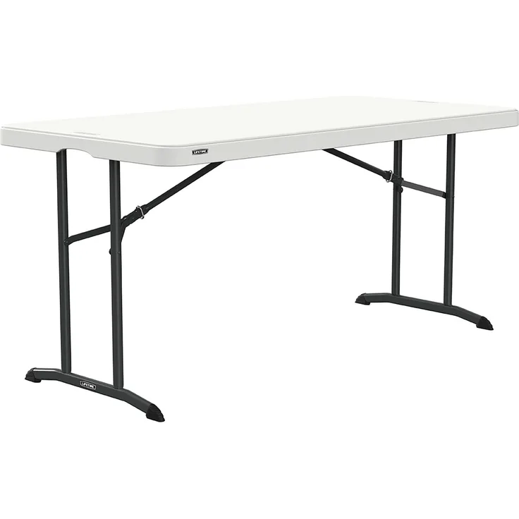 LIFETIME Rechteckiger Tisch mit klappbaren Beinen, 152 x 76 x 74 cm, weiße Tischplatte aus HDPE-Polyethylen